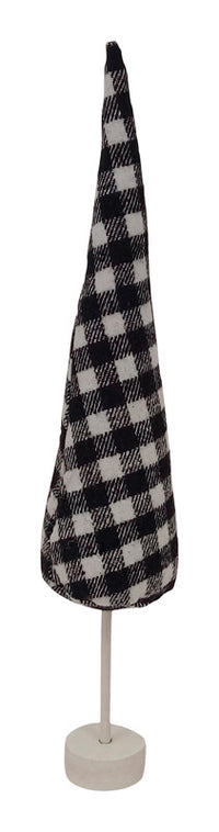 Celebrations Black/White Stuffed Plaid Tree Christmas Decor (Pack of 6)