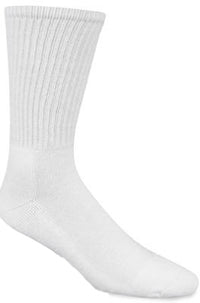 Athletic Socks, Crew, White, Men's Medium, 3-Pk.