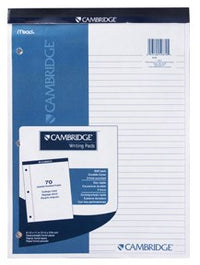 MeadWestvaco 59872 8-1/2" X 11" White Cambridge® Stiff Back Legal Pad