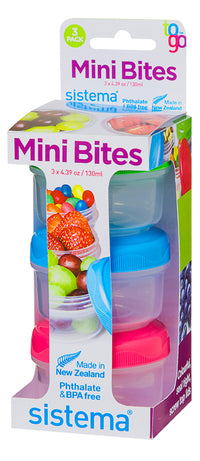 Sistema 21467NW 3.03" X 6.42" Round Mini Bites Assorted Colors 3 Count