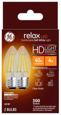 Relax HD Decorative LED Light Bulbs, Soft White, Clear, 300 Lumens, 4-Watts, 2-Pk.