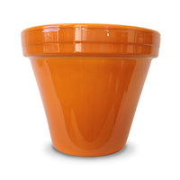 Flower Pot, Orange Ceramic, 4.5 x 3.75-In. (Pack of 16)