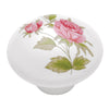 Hickory Hardware P602-PR 1-3/8" Round Porcelain White/Pink Rose English Cozy Cabinet Knob