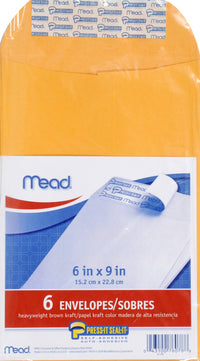 Meadwestvaco 76078 6 X 9 Heavyweight Kraft Press-It Seal-It Envelopes 6 Count