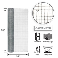 Garden Zone  30 in. W x 50 ft. L Silver Gray  27 Ga. Steel  Hardware Cloth