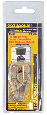 Flat Head Plug, Oak, 1/2-In., 20-Pk.