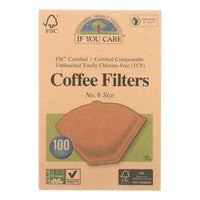 If You Care Coffee Filters lbs.6 Cone Unbleached - Case of 12 - 100 Count