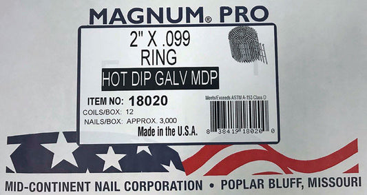 Magnum Pro 2 in. Angled Coil Nails 15 deg Ring Shank 3000 pk