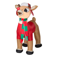 Gemmy  LED  Rudolph  White  42.13 in. Inflatable  In Winter Clothes