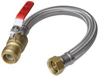 Shark Bite U3068FLEX18BVLF 1/2" X 3/4" X 18" Stainless Steel Braided Flexible Water Heater Connector With Ball Valve