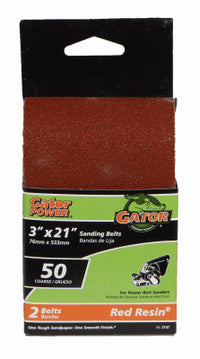 Gator 21 in. L X 3 in. W Aluminum Oxide Sanding Belt 50 Grit Coarse 2 pc