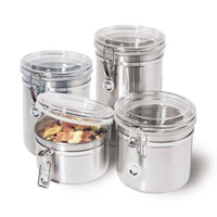 Oggi Silver Clamp Canister Set 4 pk