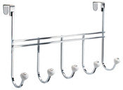 InterDesign 79100 Chrome York 5 Hook Over The Door Rack