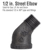 Pipe Decor 1/2 in. FPT X 1/2 in. D MPT Malleable Iron 1-1/4 in. L Pipe Decor Street Elbow