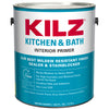 KILZ Kitchen & Bath White Flat Water-Based Primer and Sealer 1 gal (Pack of 4)