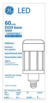 GE Lighting  Mogul  HID Retrofit Bulb  Cool White  175 Watt Equivalence 1 pk