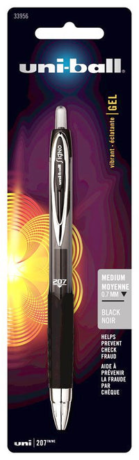 Uni Ball 33956pp Black Medium Point 207 Retractable Gel Pen (Pack of 6)