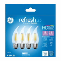 GE Lighting 45577 2.5 Watt E26 CAM Clear Daylight LED Dimmable Refresh HD Light Bulbs 4 Count