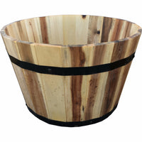 Wood Barrel Wood Planter, 18 x 11-In.