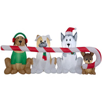 Gemmy  LED  white  42.52 in. Inflatable  Dogs with Candy Cane