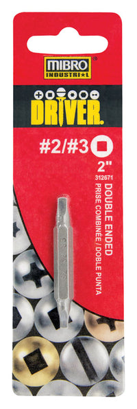 Mibro Square Recess #2 and #3 in. X 2 in. L Double-Ended Screwdriver Bit S2 Tool Steel 1 pc