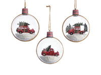 Decoris  Old Fashioned Car with Snow  Christmas Ornament (Pack of 24)