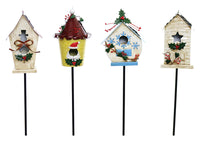 Alpine Winter/Christmas Birdhouse Yard Stake Multicolored Iron (Pack of 12)