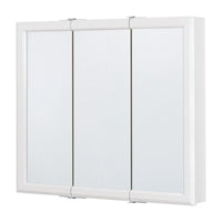 Continental Cabinets  28.625 in. H x 30 in. W x 4.44 inch in. D Square  Tri-View Medicine Cabinet  Satin