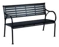 Living Accents Black Steel Faux Wood Slat Park Bench 31.5 in. H X 48 in. L X 24.8 in. D