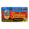 Season Brand Sardines - Skinless and Boneless - in Tomato Sauce - Salt Added - 4.375 oz - case of 12