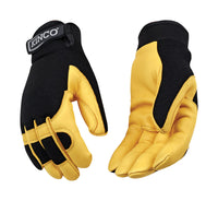 Kinco  Men's  Indoor/Outdoor  Deerskin Leather  Driver  Gloves  Black/Yellow  M  1 pk