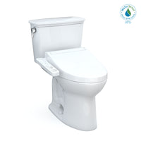 TOTO® Drake® Transitional WASHLET®+ Two-Piece Elongated 1.28 GPF Universal Height TORNADO FLUSH® Toilet with C2 Bidet Seat, Cotton White - MW7863074CEFG.10#01