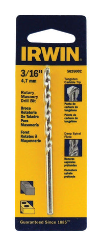 Irwin  3/16 in.  x 4 in. L Tungsten Carbide Tipped  Rotary Drill Bit  1 pc.