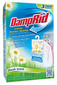 Damp Rid FG83K 14 Oz Fresh Scent Hanging Moisture Absorber 3 Pack