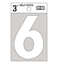 Hy-Ko 3 in. White Vinyl Number 6 Self-Adhesive 1 pc. (Pack of 10)