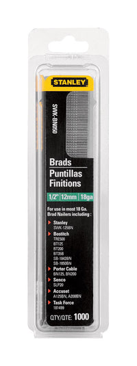 Stanley 18 Ga. G X 1/2 in. L Steel Brad Nails 1000 pk