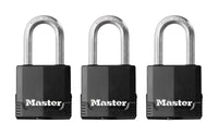 Master Lock 1-7/8 in. W Steel Dual Ball Bearing Locking Padlock 3 pk Keyed Alike