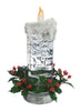 Roman  LED  Clear  Candle with Pine Wreath  Tabletop Decor  Indoor Christmas Decor