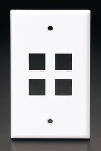 Leviton C42-41080-4WP Single Gang White QuickPort® 4-Port Wallplate