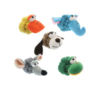 Multipet Multicolored Rope Head Animals Plush/Rope Dog Toy Small