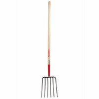 10-In. Forged Steel Manure Fork, 54-In. Handle, 6 Tines