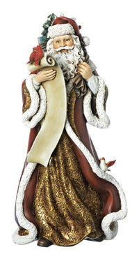 Roman  Red/Green/Gold  Santa with List  Tabletop Dcor