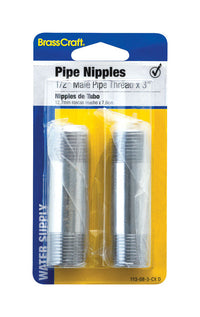 BrassCraft 1/2 in. MIP  x 3 in. L Chrome Plated Brass Nipple