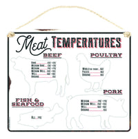 Open Road Brands Butcher Baker BBQ Maker Meat Temperatures Hanging Sign Tin/Rope (Pack of 4)