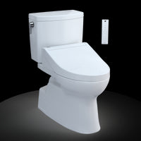 TOTO® WASHLET+® Vespin® II 1G® Two-Piece Elongated 1.0 GPF Toilet and WASHLET+® C5 Bidet Seat, Cotton White - MW4743084CUFG#01