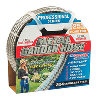 Swan Metal Garden Hose 1/2 in. D X 25 ft. L Heavy Duty Garden Hose Silver