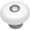 Hickory Hardware P222-SN 1-1/4" Round Satin Nickel/White Tranquility Cabinet Knob