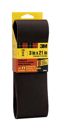 3M  21 in. L x 3 in. W Aluminum Oxide  Sanding Belt  120 Grit Fine  5 pk