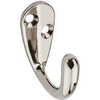 Wall Hook for Clothes, Single Prong, Satin Chrome, 2-Pk.