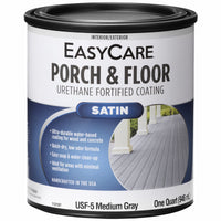 Interior/Exterior Satin Porch & Floor Coating, Urethane Fortified, Medium Gray, 1-Qt. (Pack of 4)